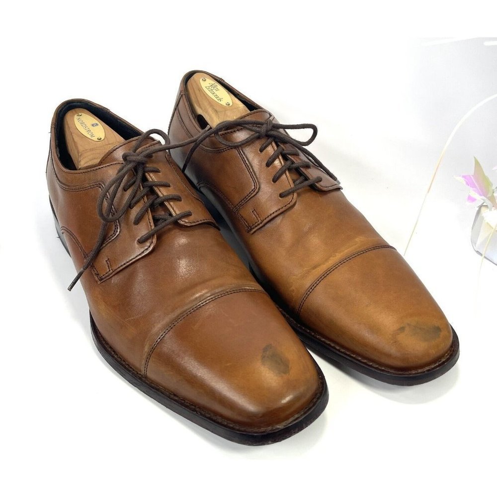 J Murphy by Johnston Men's Brown Leather Cap Toe Derby Oxford Shoes 11 W EUR 44
